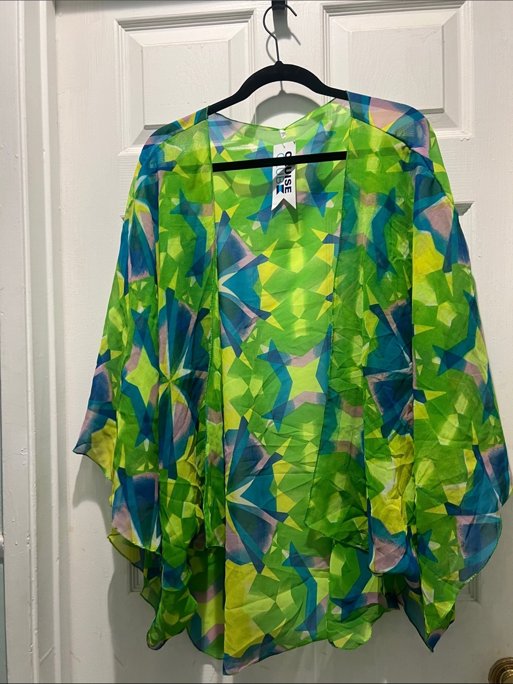 Cruise Club Green Geometric Sheer Swim Coverup